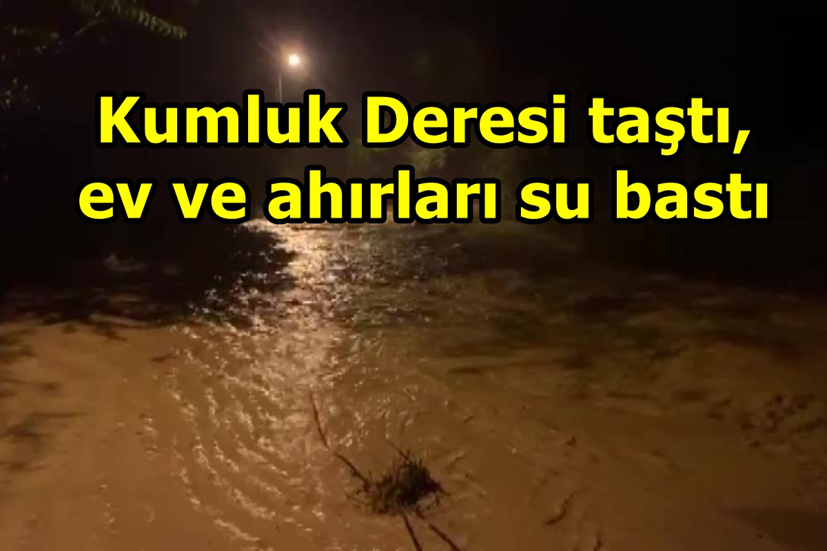 Kumluk Deresi taştı, ev ve ahırları su bastı